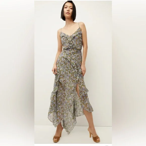 NEW $698 Veronica Beard AVENEL DRESS COLOR FOREST ARMY MULTI, 100% Silk - Picture 1 of 12